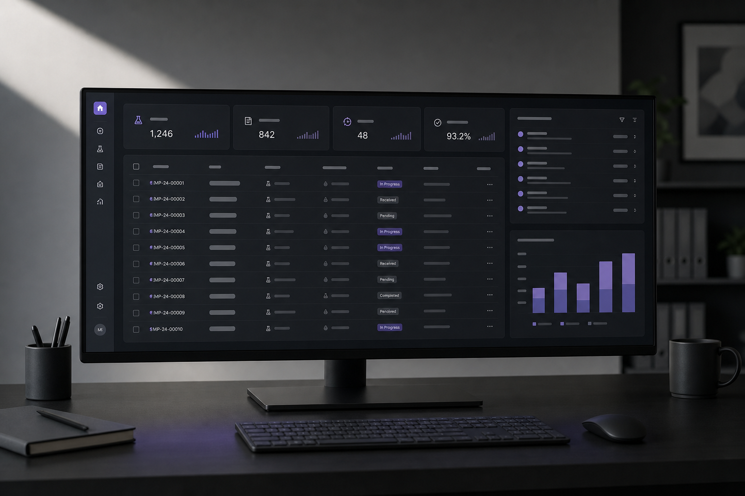 Concept mockup of an AI native laboratory information system dashboard